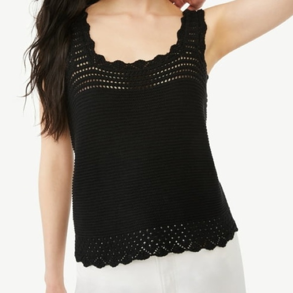 XXXL Free Assembly black crocheted tank top